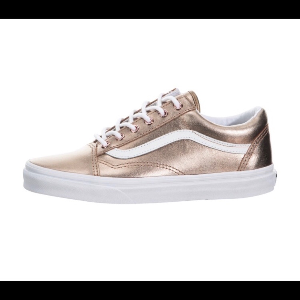 Old Skool vans in size 8 metallic rose gold